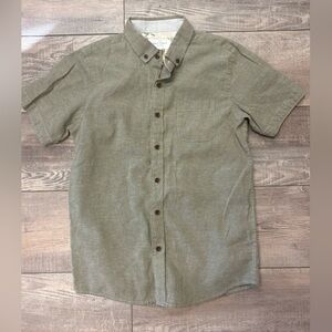 Kids Short Sleeve Button-Down Shirt in Olive Green